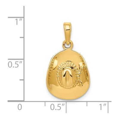 14K Yellow Gold 3-D Cowboy Hat Pendant – view 6