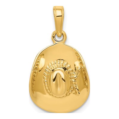 14K Yellow Gold 3-D Cowboy Hat Pendant