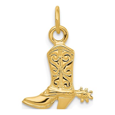 14K Yellow Gold Cowboy Boot Pendant – view 4