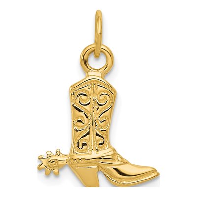 14K Yellow Gold Cowboy Boot Pendant