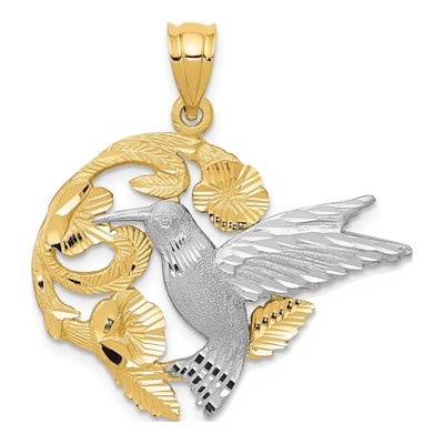 14K Two-Tone Gold Hummingbird Charm