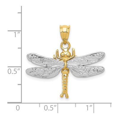 14K Two-Tone Gold Dragonfly Pendant – view 4