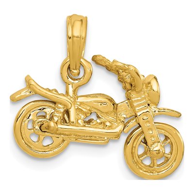 14K Yellow Gold 3-D Motorcycle Pendant – view 4