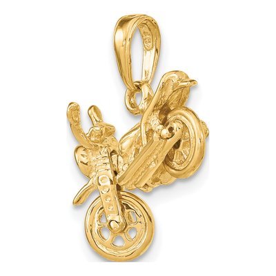 14K Yellow Gold 3-D Motorcycle Pendant – view 6