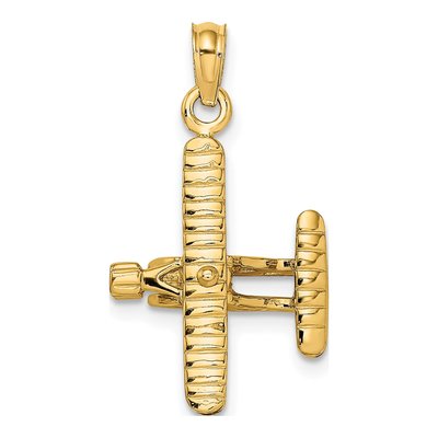 14K Yellow Gold 3-D Bi-Plane Charm