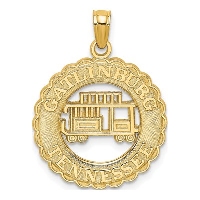 14K Yellow Gold Gatlinburg Trolley Car Pendant