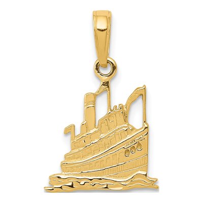 14K Yellow Gold Cruise Ship Pendant