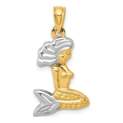 14K Yellow Gold Mermaid Pendant