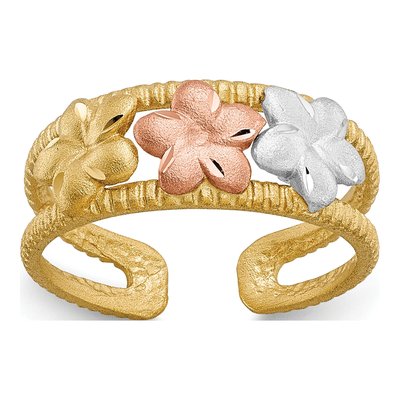 14K Two-Tone Gold Plumeria Toe Ring