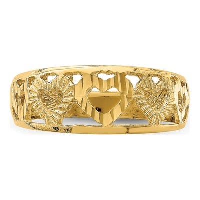 14K Yellow Gold Diamond-Cut 5-Heart Ring – view 6