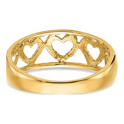 14K Yellow Gold Diamond-Cut 5-Heart Ring – view 7