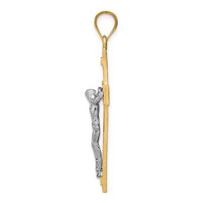 14K Two-Tone Gold INRI Crucifix Pendant – view 3