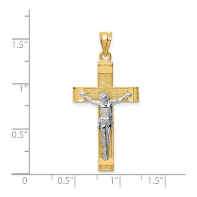 14K Two-Tone Gold INRI Crucifix Pendant – view 4