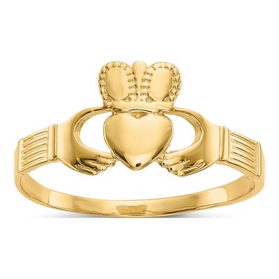 14K Yellow Gold Claddagh Ring