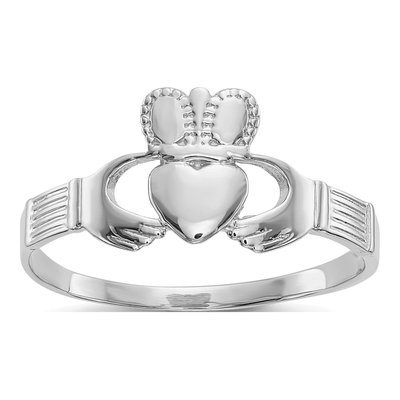 14K White Gold Claddagh Ring