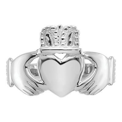 14K White Gold Claddagh Ring – view 6