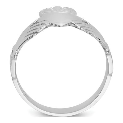 Men's 14K White Gold Claddagh Ring – view 3
