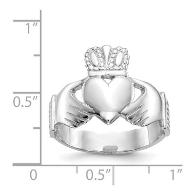 Men's 14K White Gold Claddagh Ring – view 4