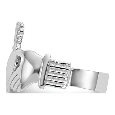 Men's 14K White Gold Claddagh Ring – view 5