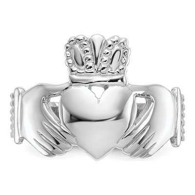Men's 14K White Gold Claddagh Ring – view 6
