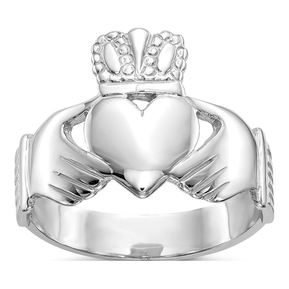 Men's 14K White Gold Claddagh Ring