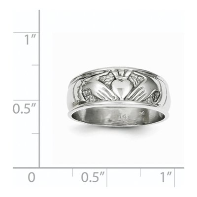 14K White Gold Claddagh Ring – view 3