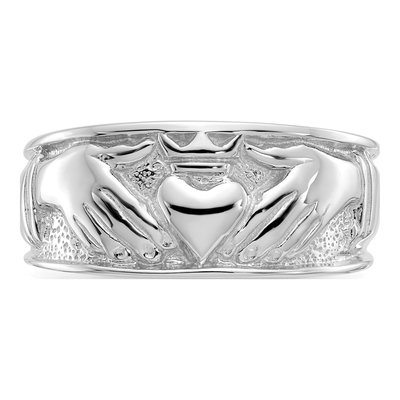 Men's 14K White Gold 24mm Claddagh Band – view 6
