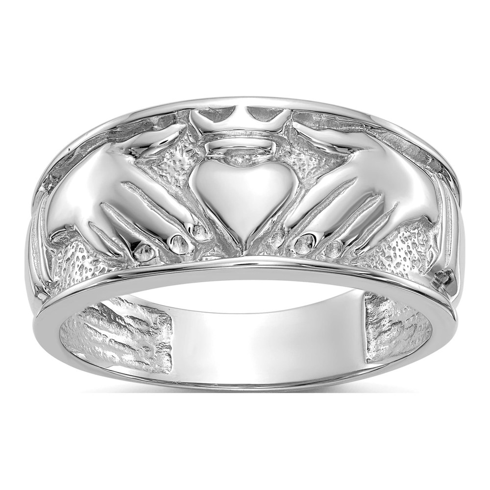 Men's 14K White Gold 24mm Claddagh Band