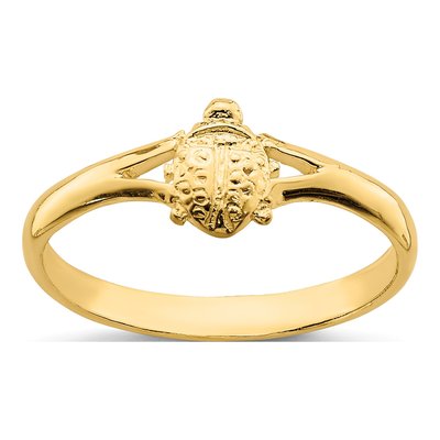 14K Yellow Gold Ladybug Baby Ring