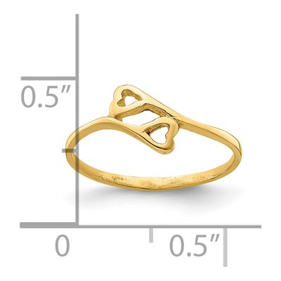 14K Yellow Gold Double Heart Baby Ring – view 5