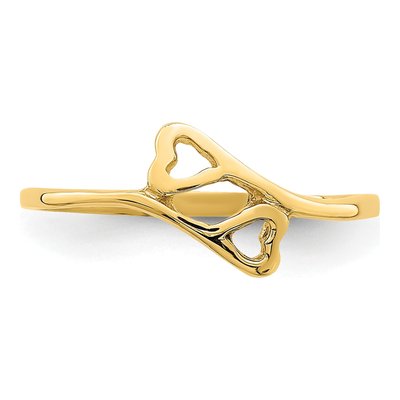 14K Yellow Gold Double Heart Baby Ring – view 6