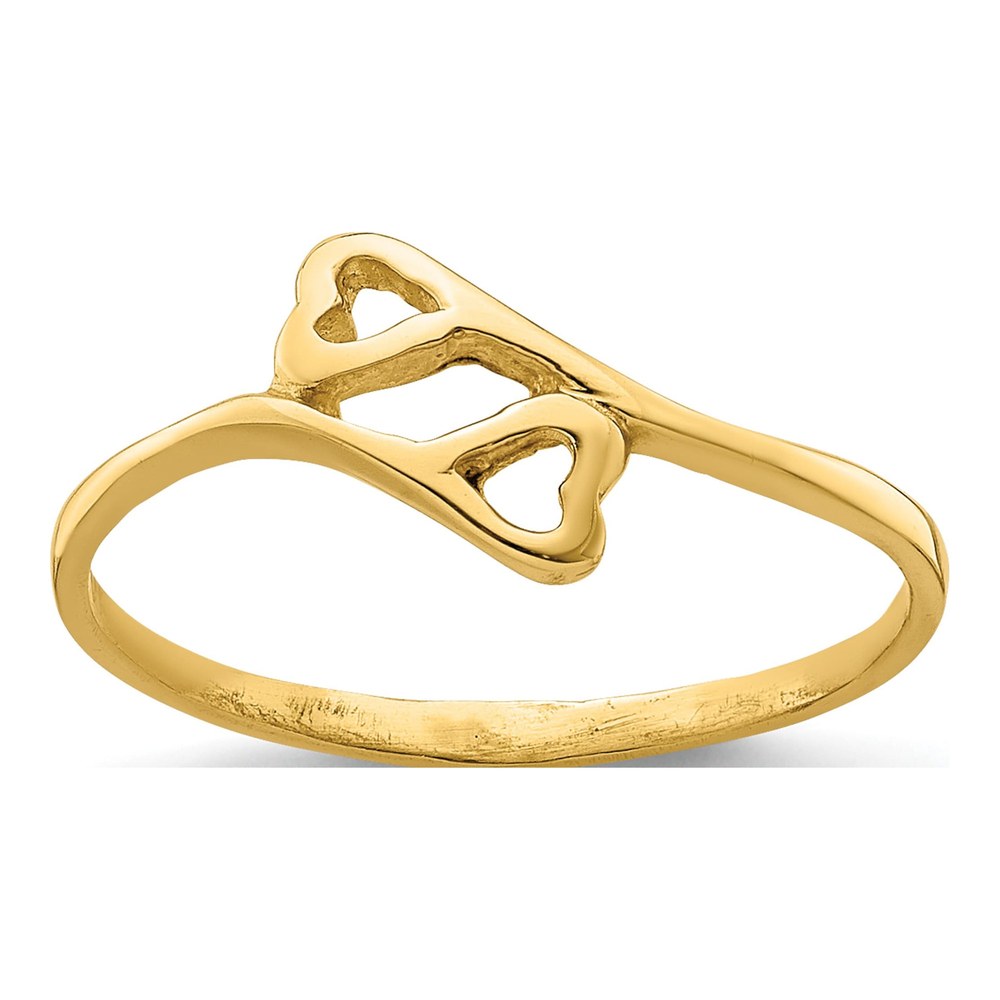 14K Yellow Gold Double Heart Baby Ring, Size 3