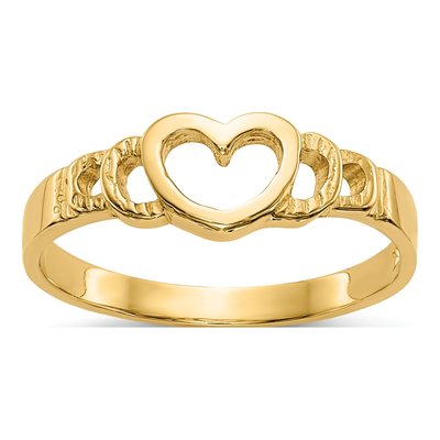 14K Yellow Gold Heart for Babies Kids Ring