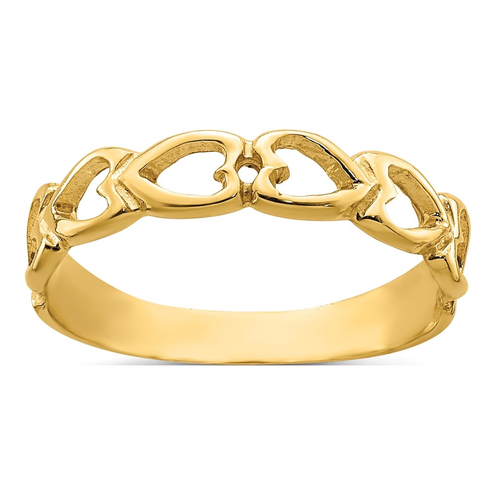 14K Yellow Gold Open Hearts Baby Ring