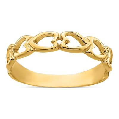 14K Yellow Gold Open Hearts Baby Ring