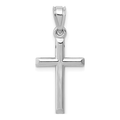14K White Gold Hollow Cross Pendant