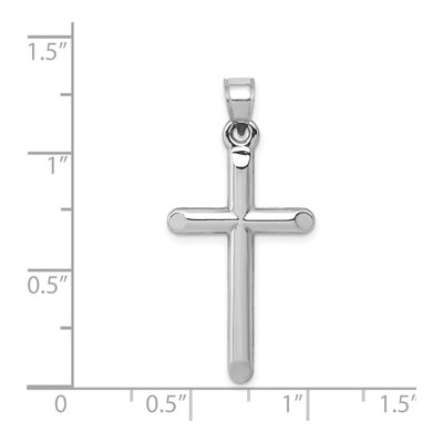 14K White Gold Hollow Cross Pendant – view 4