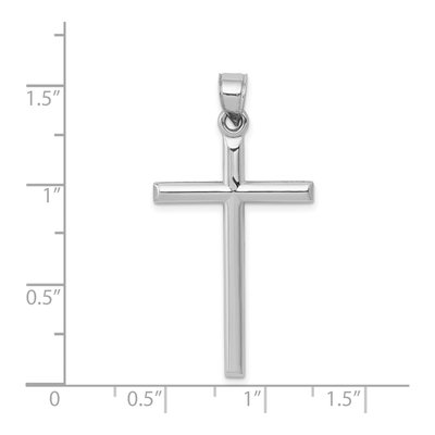 14K White Gold Hollow Cross Pendant – view 4