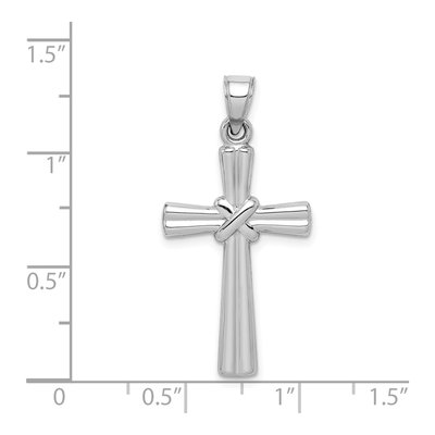 14K White Gold Hollow 3D Cross Pendant – view 4