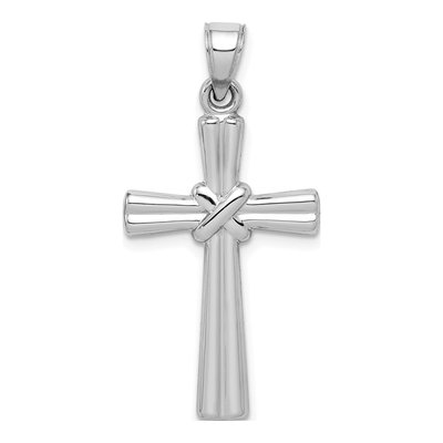 14K White Gold Hollow 3D Cross Pendant