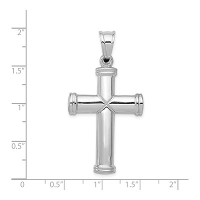 14K White Gold Hollow Cross Pendant – view 4