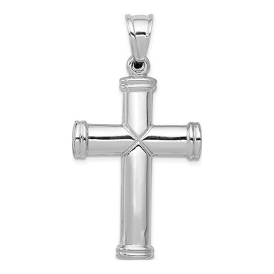 14K White Gold Hollow Cross Pendant