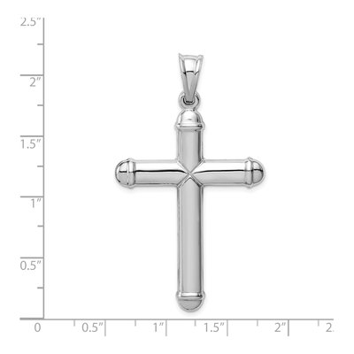 14K White Gold Hollow Cross Pendant – view 4