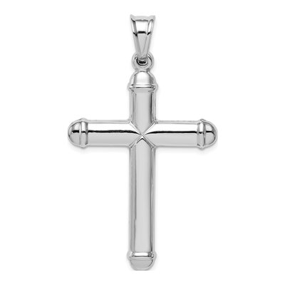 14K White Gold Hollow Cross Pendant – view 5