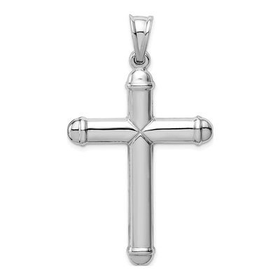 14K White Gold Hollow Cross Pendant