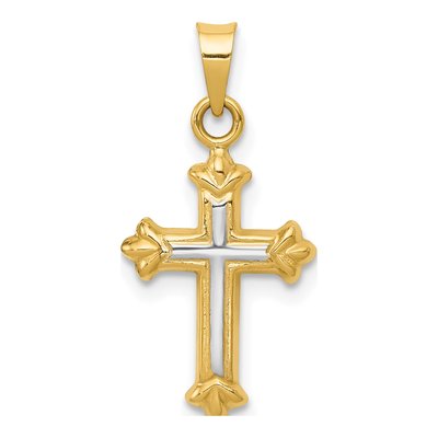 14K Yellow Gold Hollow Cross Charm