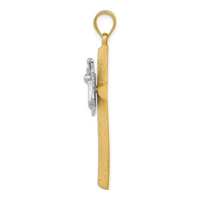 14K Two-Tone Gold Cross Butterfly Pendant – view 3