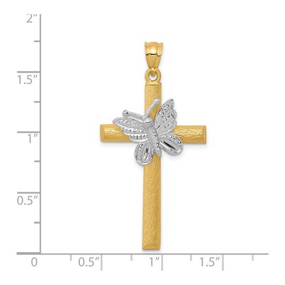 14K Two-Tone Gold Cross Butterfly Pendant – view 4