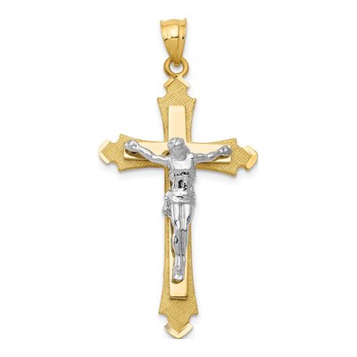 14K Two-Tone Gold Crucifix Pendant