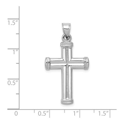 14K White Gold Hollow Cross Pendant – view 4